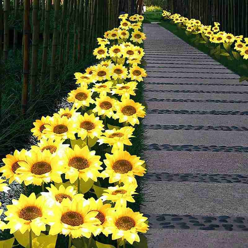 Sunflower Solar Powered Artificial Flower Lamp - (Pair)