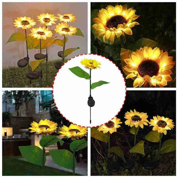 Sunflower Solar Powered Artificial Flower Lamp - (Pair)