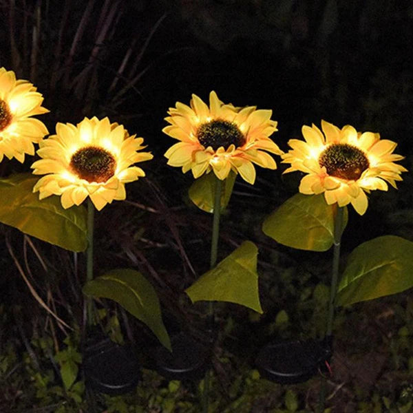 Sunflower Solar Powered Artificial Flower Lamp - (Pair)