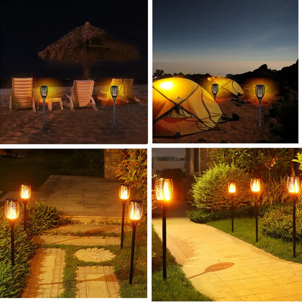 Solar Powered Flickering Flame Lawn Lights for Outdoor Decoration