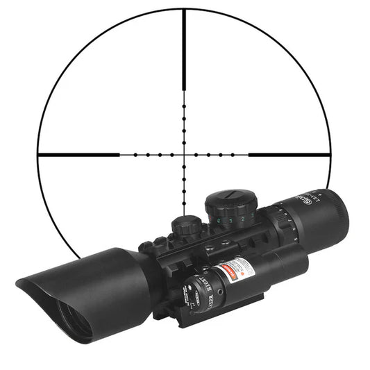 Reticle Rifle Scope with Rail Mount and Laser Sight  LS3-10X42E