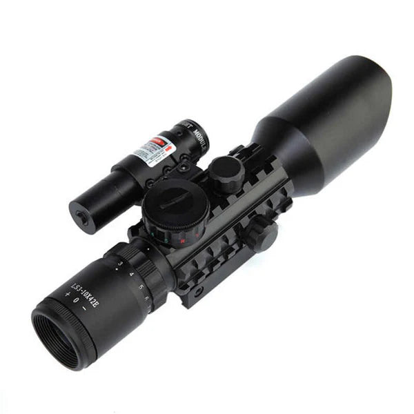 Reticle Rifle Scope with Rail Mount and Laser Sight  LS3-10X42E