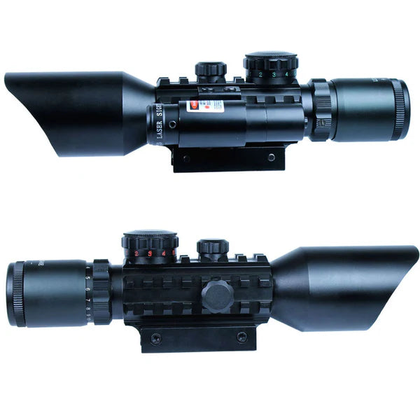 Reticle Rifle Scope with Rail Mount and Laser Sight  LS3-10X42E