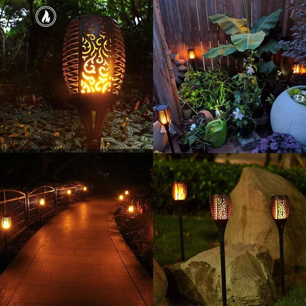 Solar Powered Flickering Flame Lawn Lights for Outdoor Decoration