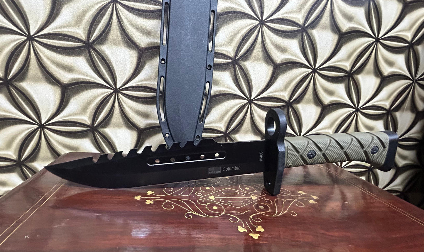 Columbia Tactical Survival Bowie Knife. Fixed Blade, Classic Bowie Knife, High Quality Carbon Steel, Comfortable Grip Handle.