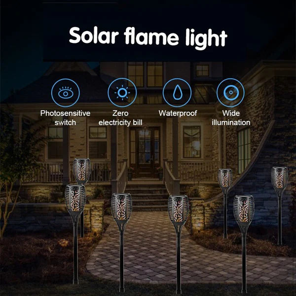 Solar Powered Flickering Flame Lawn Lights for Outdoor Decoration