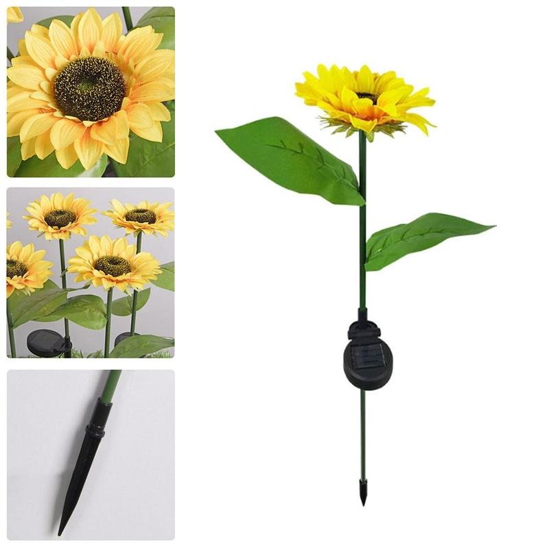 Sunflower Solar Powered Artificial Flower Lamp - (Pair)