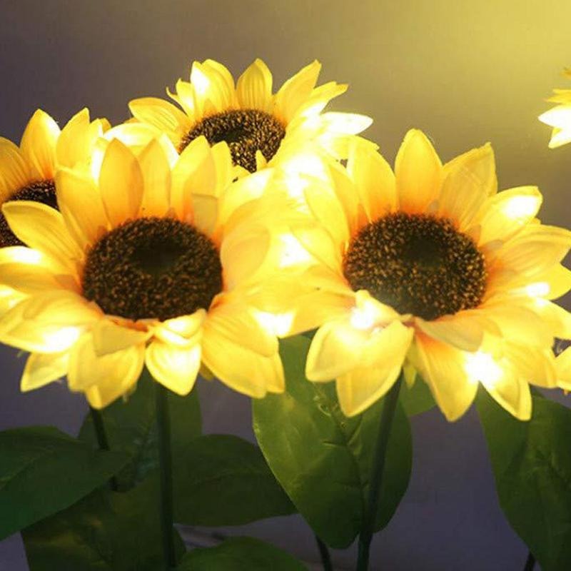 Sunflower Solar Powered Artificial Flower Lamp - (Pair)