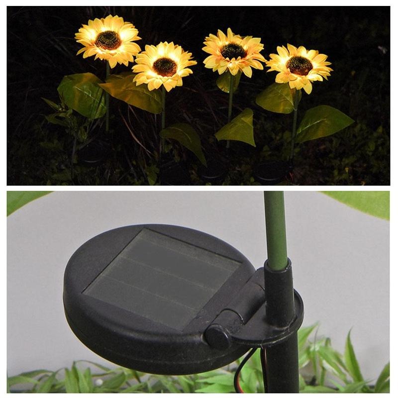 Sunflower Solar Powered Artificial Flower Lamp - (Pair)