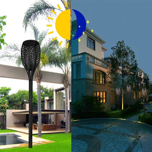 Solar Powered Flickering Flame Lawn Lights for Outdoor Decoration