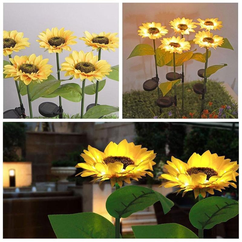 Sunflower Solar Powered Artificial Flower Lamp - (Pair)