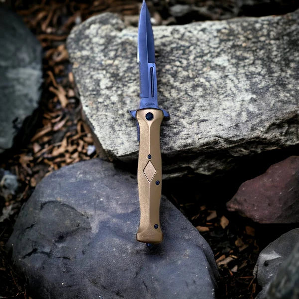 All Metal Folding Knife with a Sleek and Polished Copper Body Design