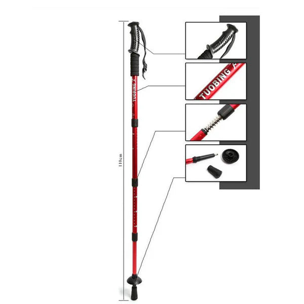 Anti Shock Hiking Stick - Multicolor