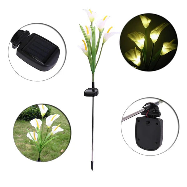 Calla Lily Solar Powered Artificial Flower Lamp - (Pair)