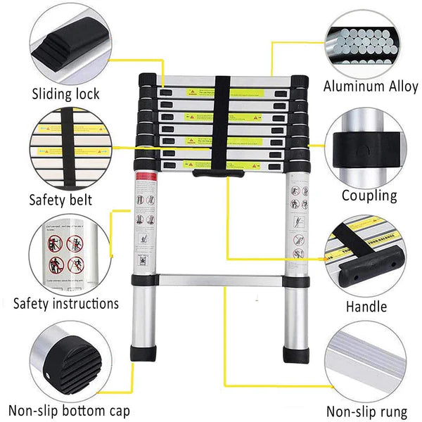 Extendable Foldable Aluminum Ladder 2.2m 14steps