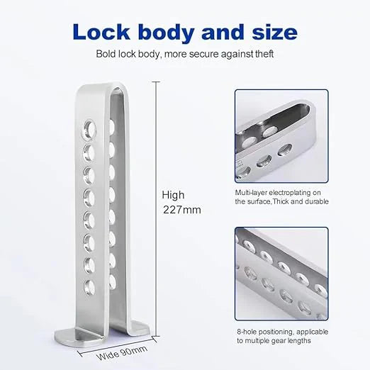 Stainless Steel Anti Theft Pedal Lock for Car Brake, Clutch