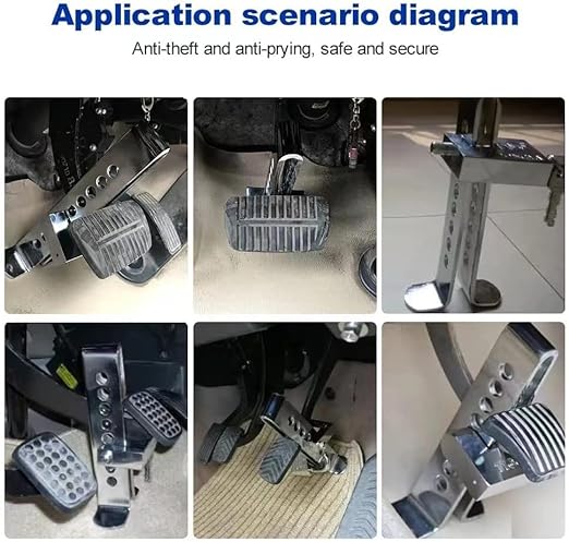 Stainless Steel Anti Theft Pedal Lock for Car Brake, Clutch
