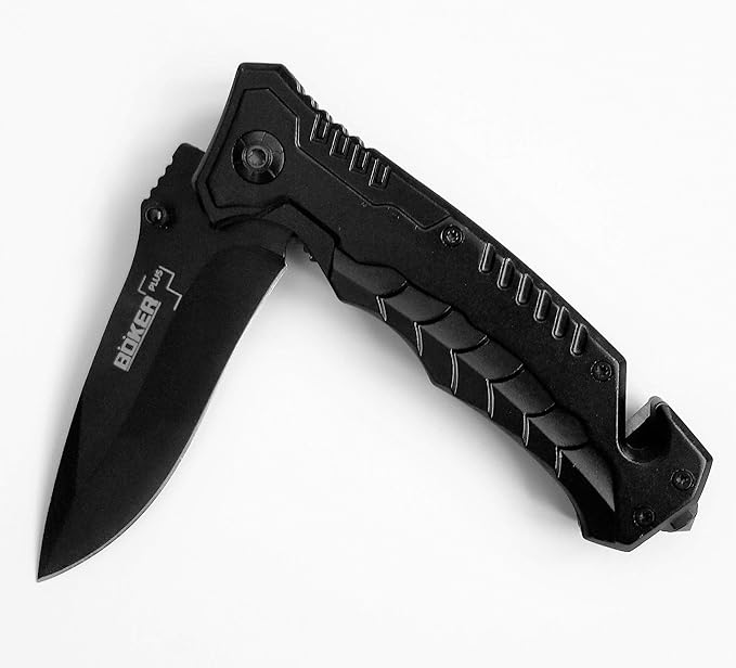 Black Stainless Steel Folding Pocket Knife for Survival, Hunting, Camping, and Protection; Comes with Clip; 3 inch Blade; Lightweight; Non Serrated Edge; Great for Men and Women