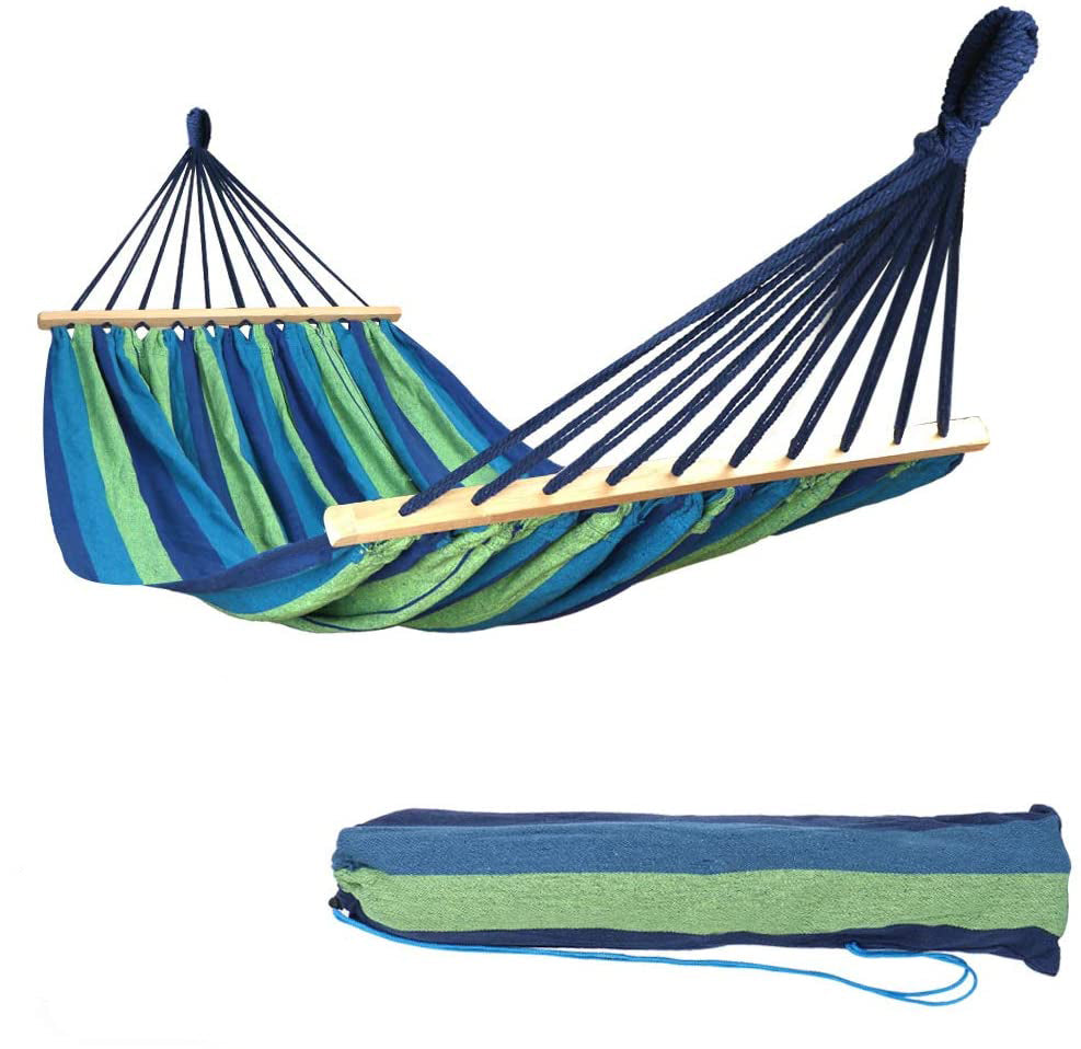 Garden Hammock with Wooden Spread Bars and Travel Bag